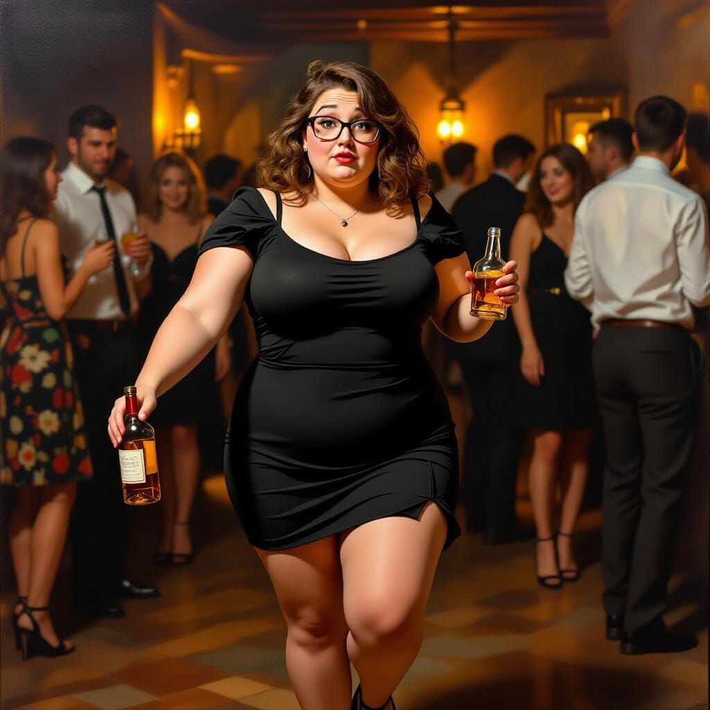 Drunk Woman at Party as Rembrandt Painting