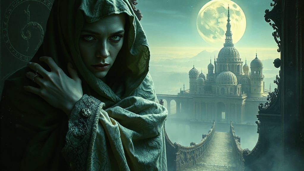 Surreal Being Stands at Threshold of Dreamlike World in Cybe...