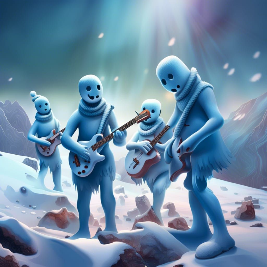 Snowmen's Icy Concert: A Fantasy Landscape