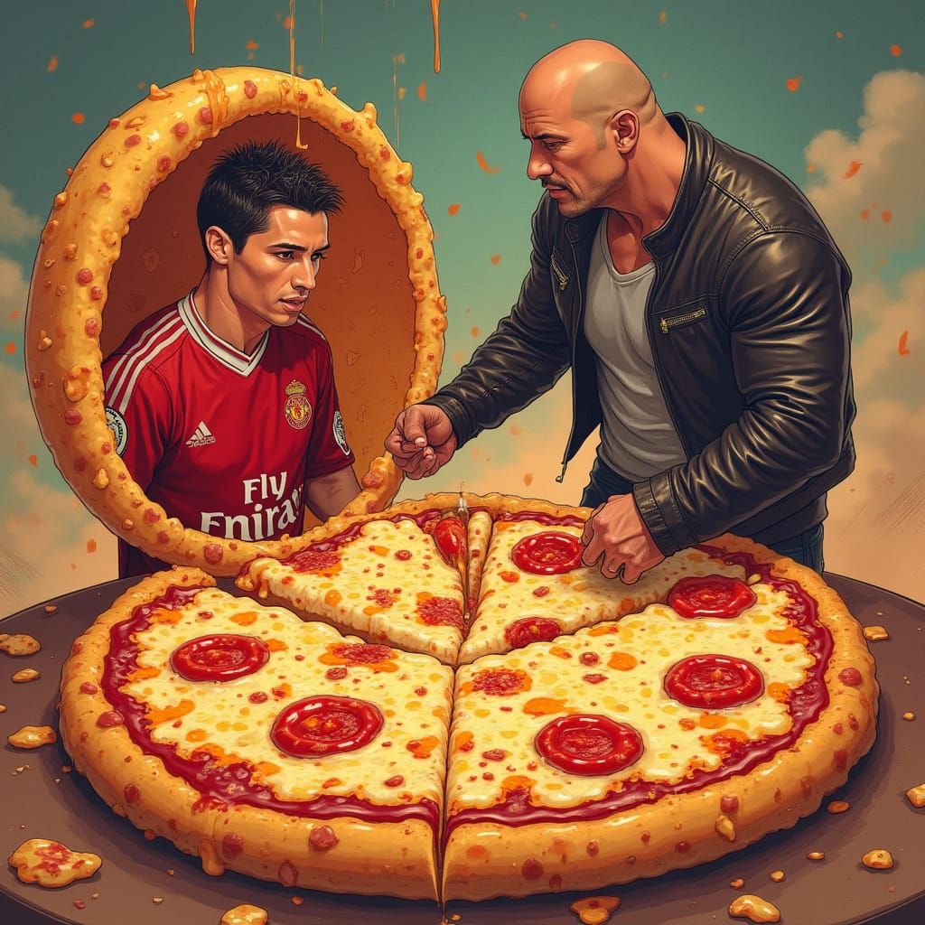 Cristiano Ronaldo Pizza Rescue: Vibrant Illustration