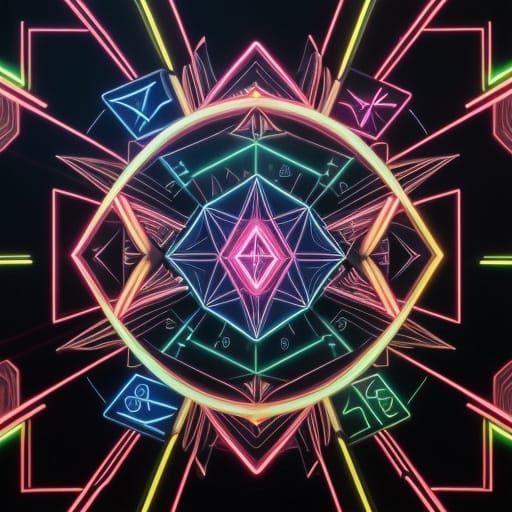 Surreal Futuristic Magician Casting Algorithmic Spells in Ne...