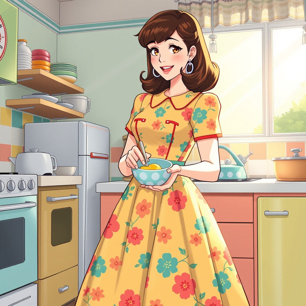 Amy Farrah Fowler in 1950s Kitchen, Anime Style