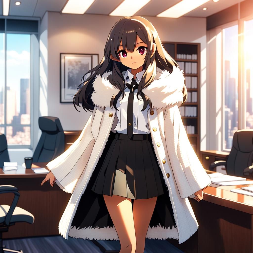 Anime Woman in Fur Cloak, Studio Trigger Style