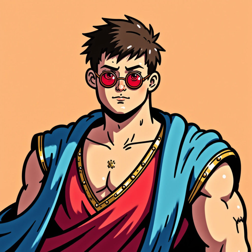 Oliver Tree as a Greek God in Anime Style