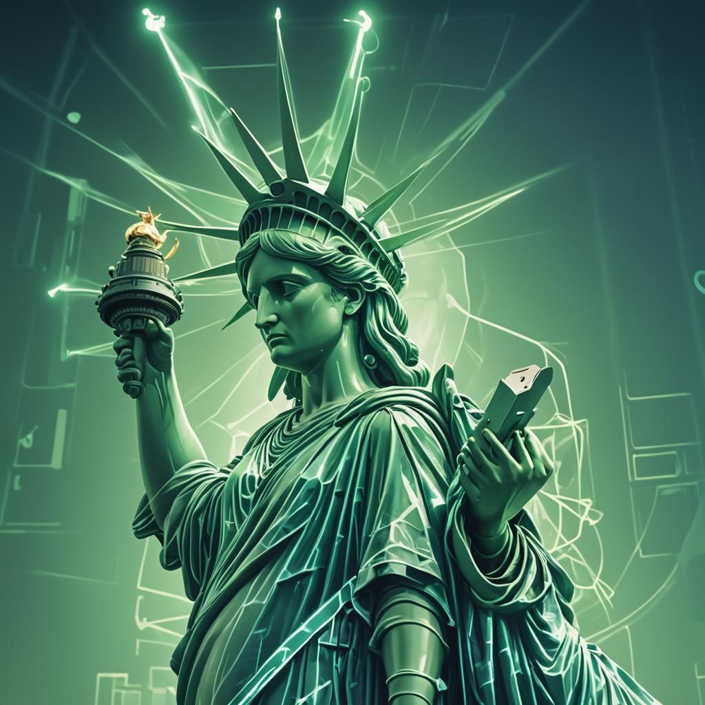 Statue of Liberty on X-ray Machine, Fantasy Art
