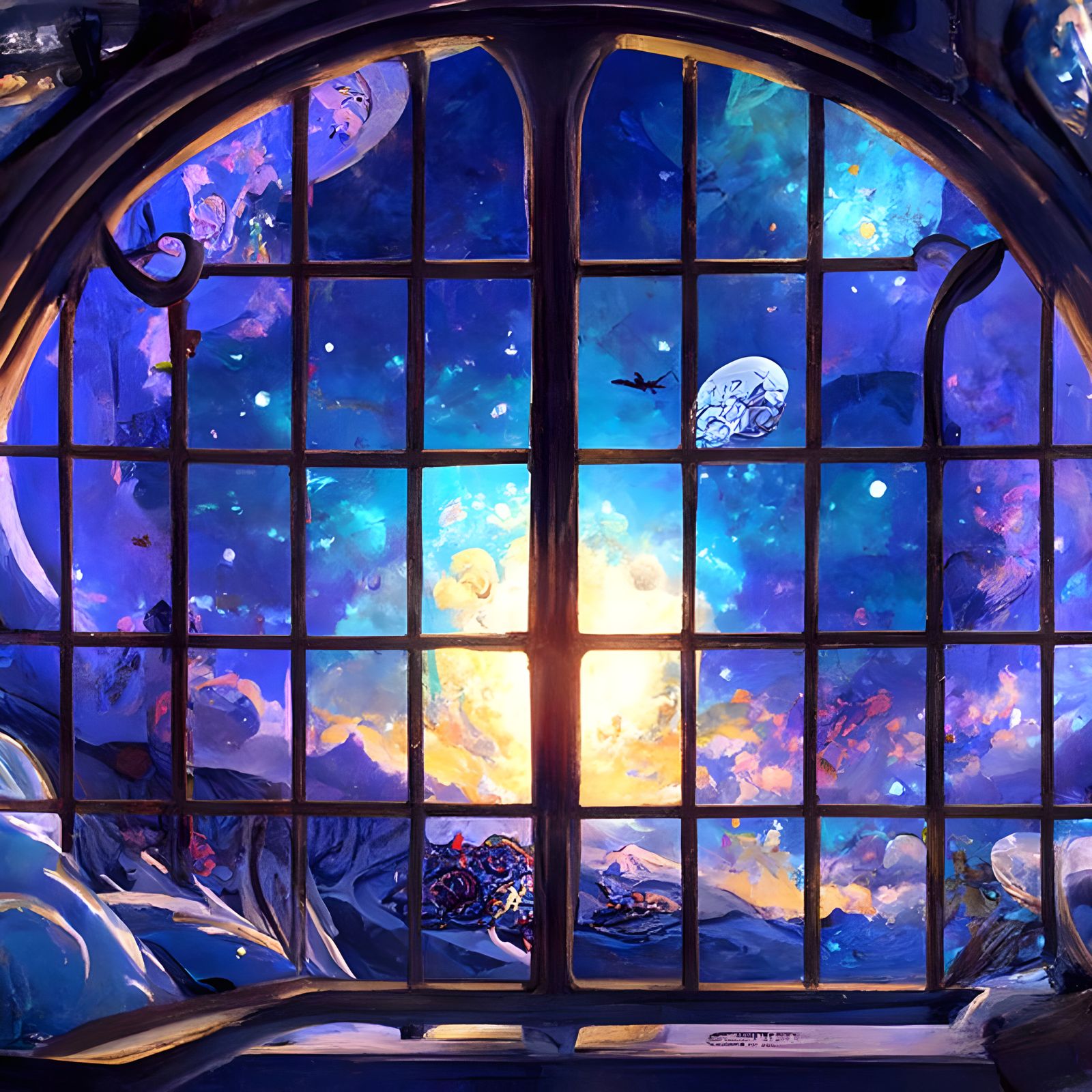 Detailed Window to Starry Night, a Masterpiece