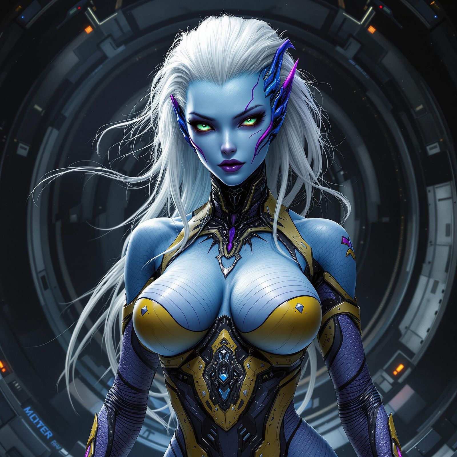 Alien Woman in Bodysuit with Volumetric Lighting