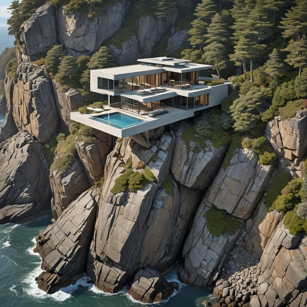 Cantilevered Home Overlooking the Ocean: Architectural Visua...