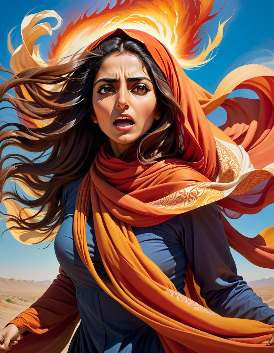 Defiant Iranian Woman: Conceptual Emersionist Art