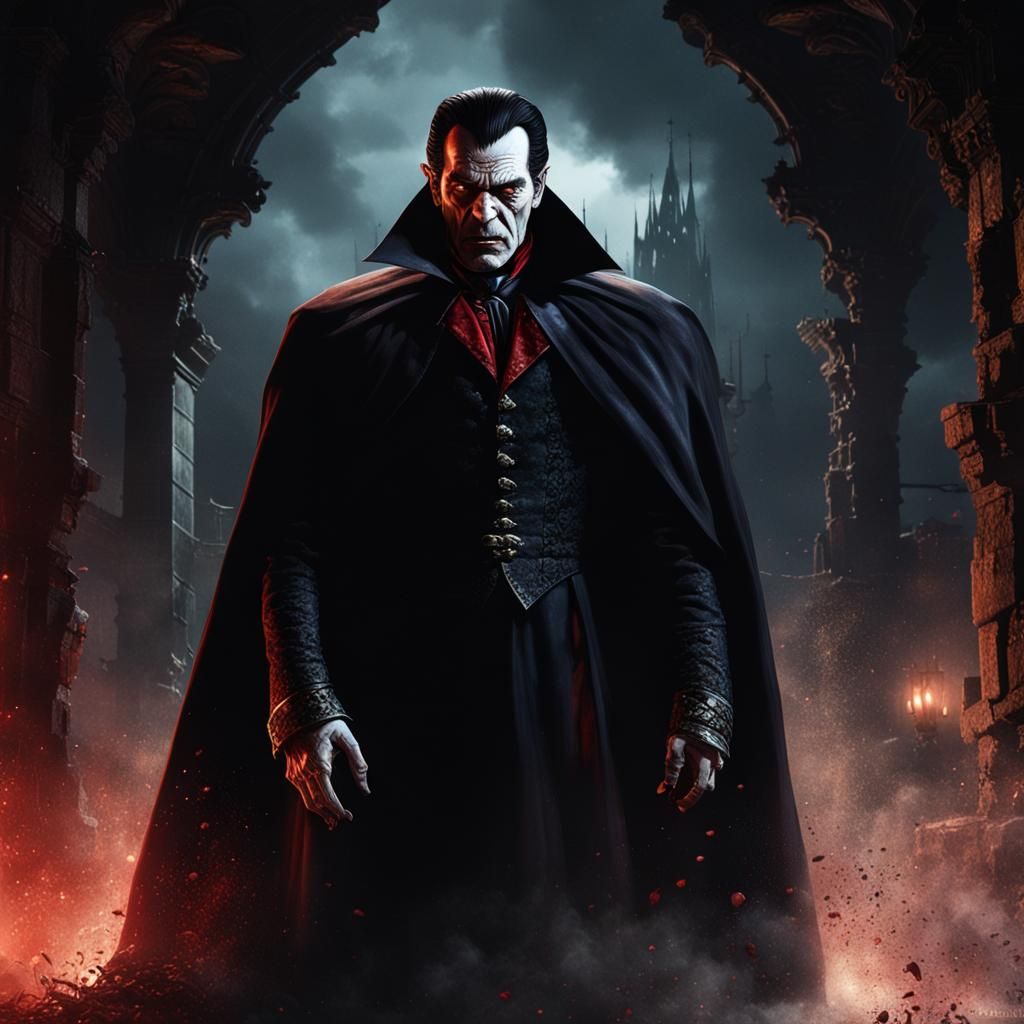 Hyperrealistic Dracula in Dark Fantasy Style