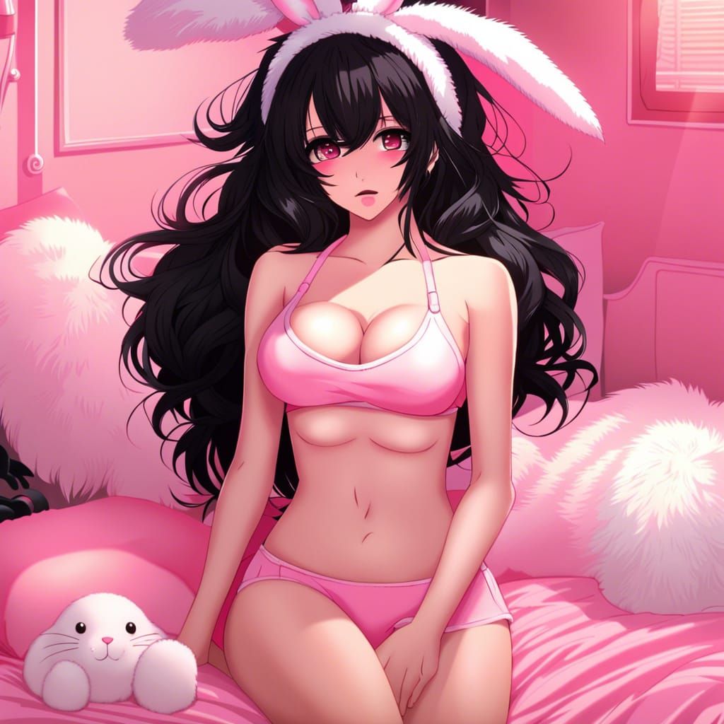 Anime Bunny Girl in Pink Bikini