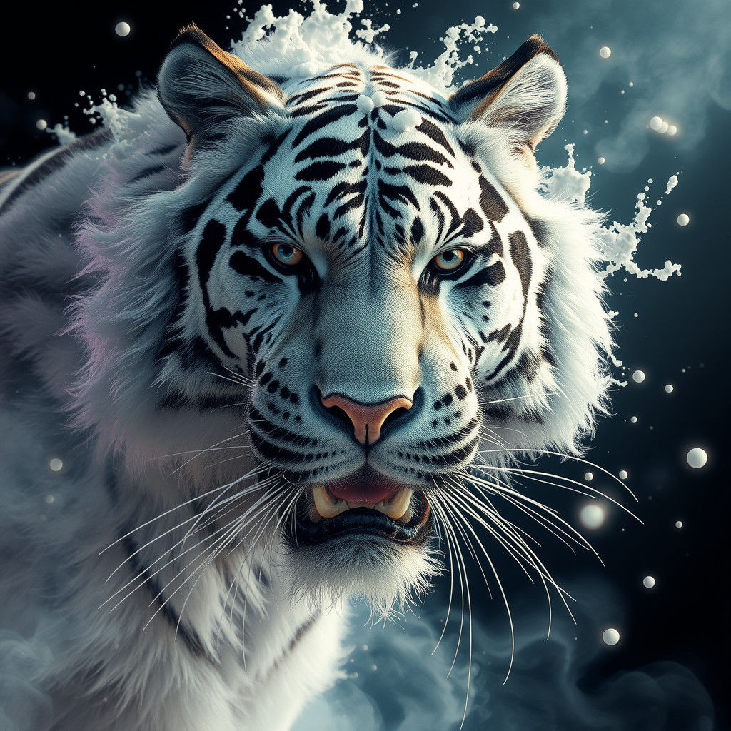 Fierce Tiger Cloud Formation in Splash Art Style