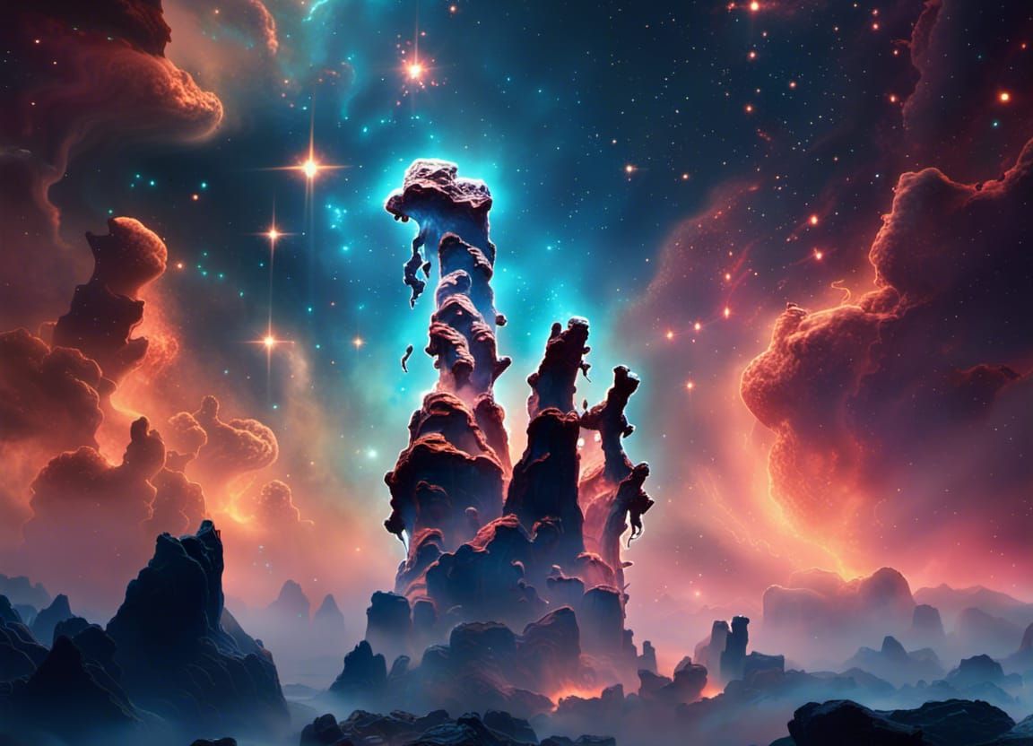 Blue Pillars of Creation in Stunning Detail