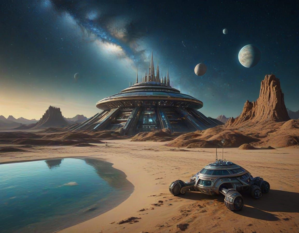 Family Photo on Alien Planet Inside Spaceship