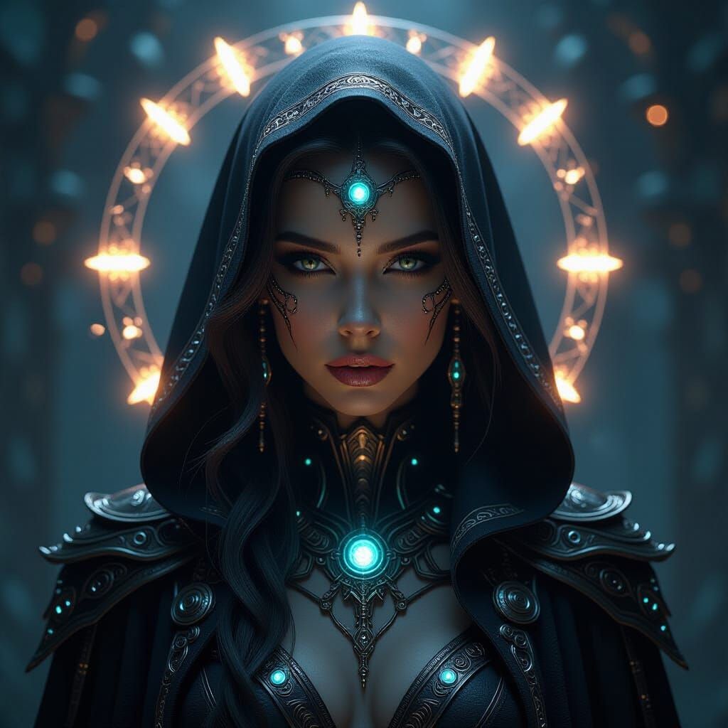 Sorceress Merged With Alien Tech and Runes