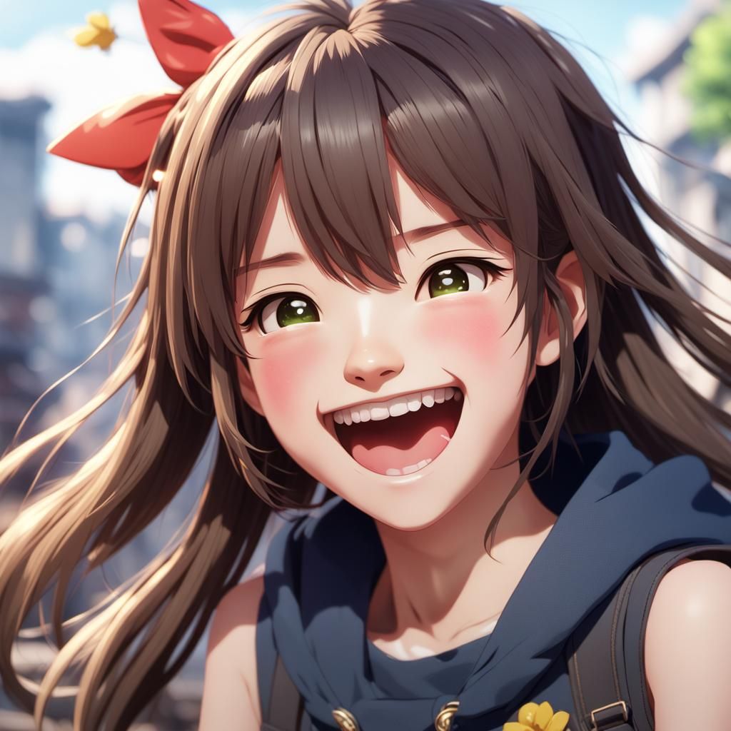 Cute Anime Laughing Face in 3D