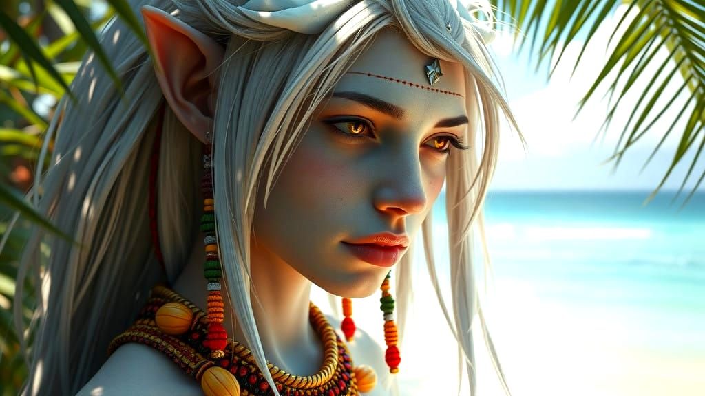 Ancient Island Warrior in Tropical Paradise