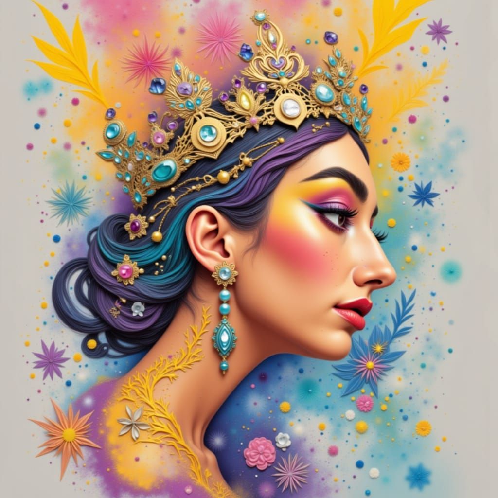 Queen with Crown as an Oil Painting