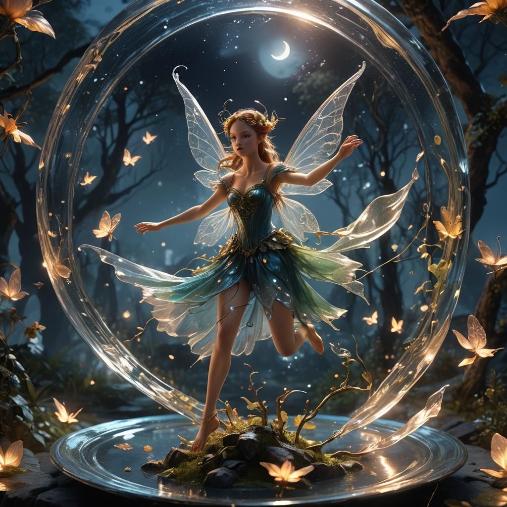 Fairy Dances in Moonlight: Detailed Matte Painting