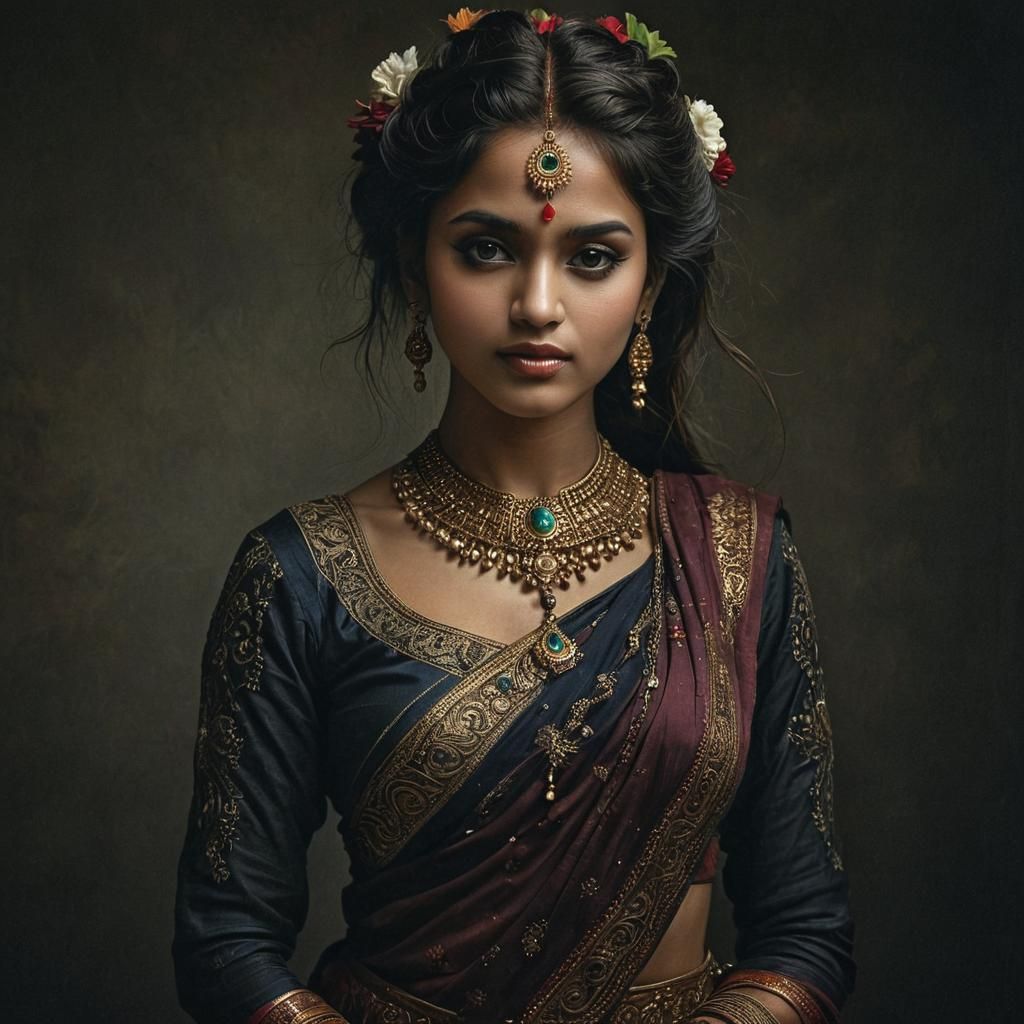 Beautiful and graceful Indian Garba dancer