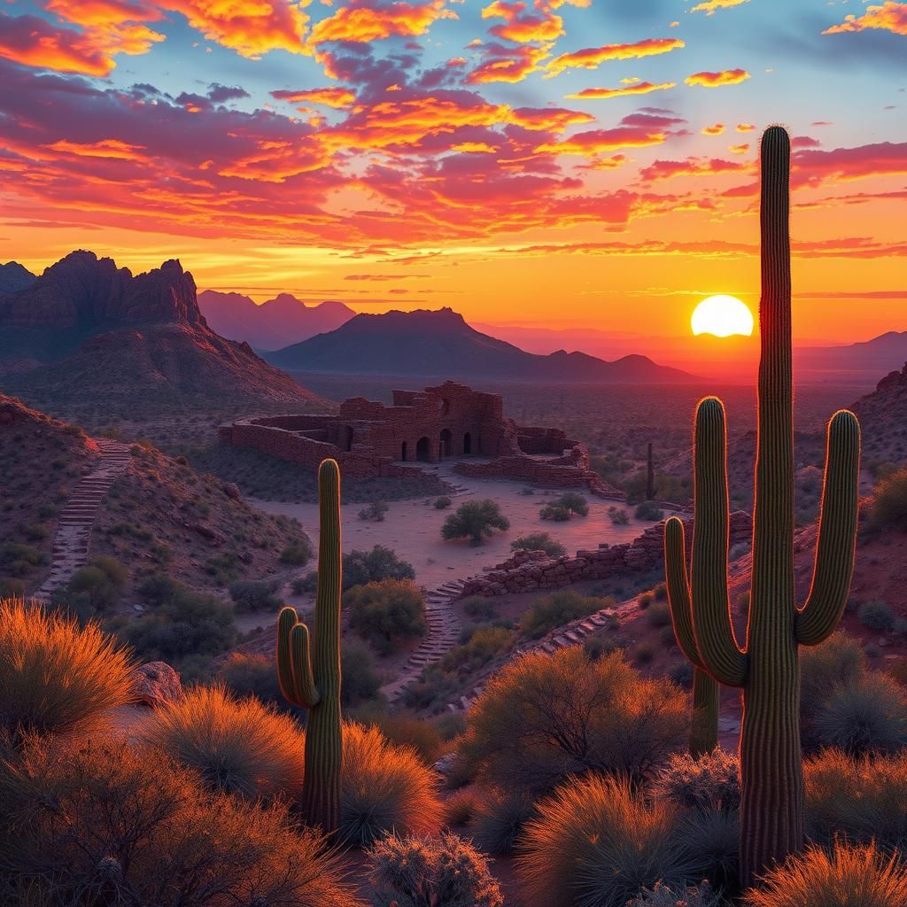 Sonoran Desert Sunset at Two Sons Ruin