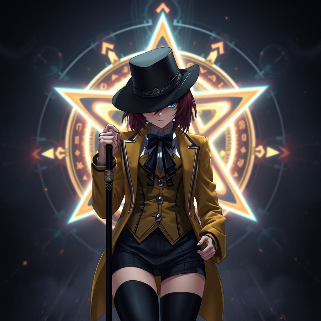 Mysterious Anime Girl in Dark Fantasy Style