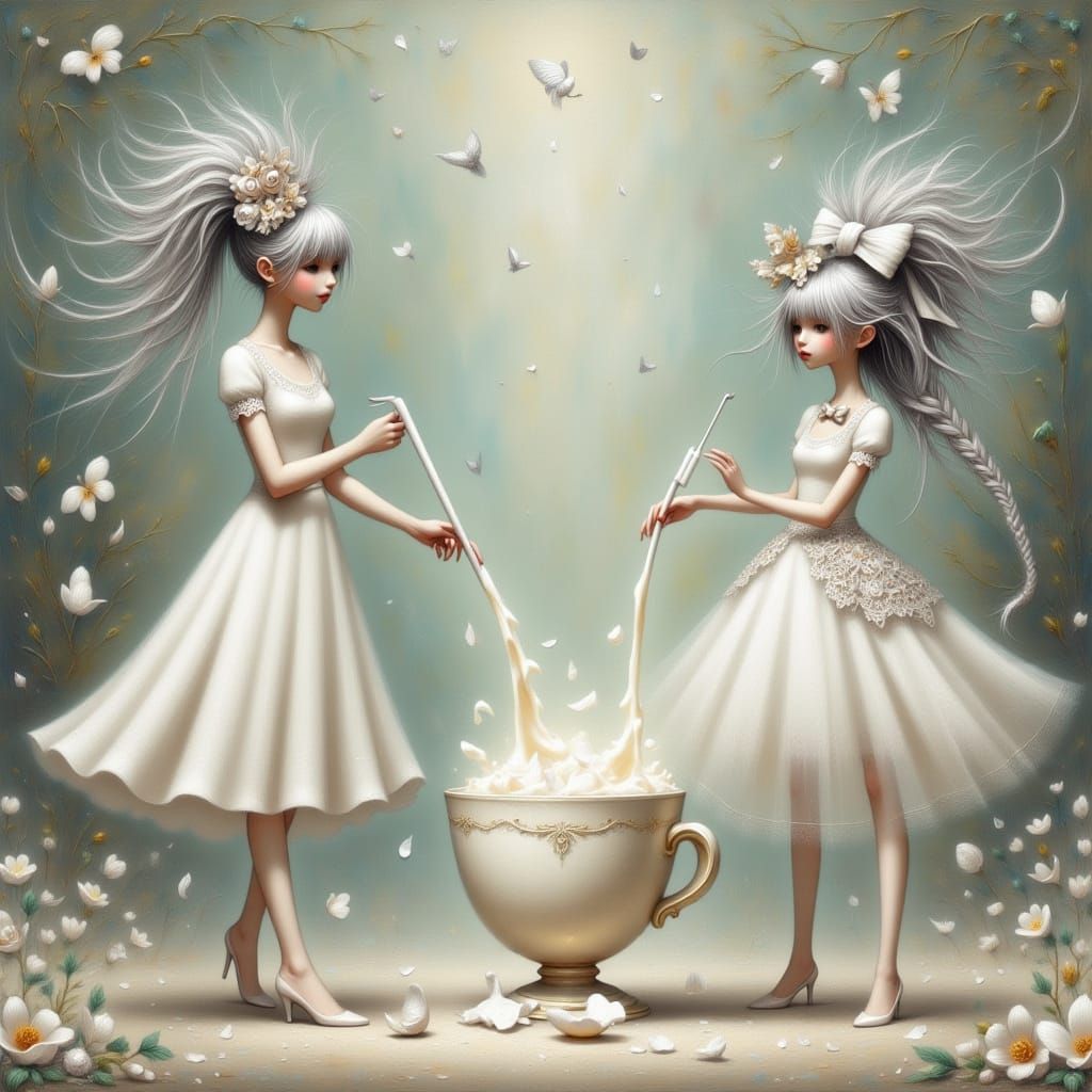 Whimsical White Fantasy Tea Party with Petite Ladies