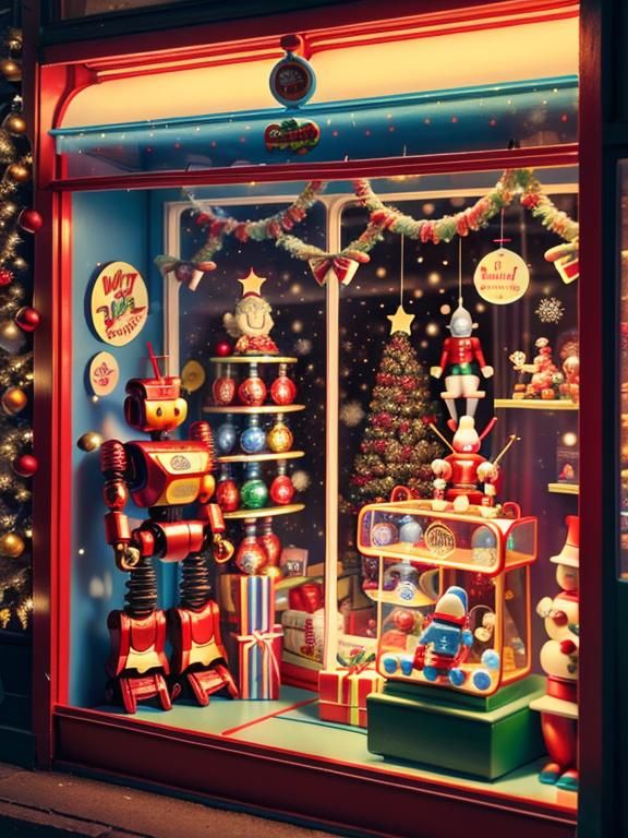 Festive 1950s Toy Shop Window Display