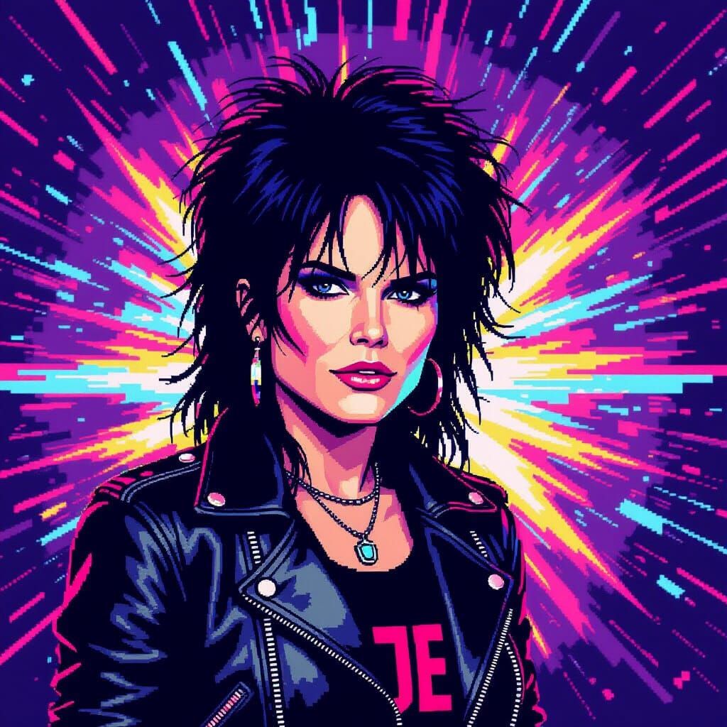 Joan Jett 8-Bit Pixel Art Portrait