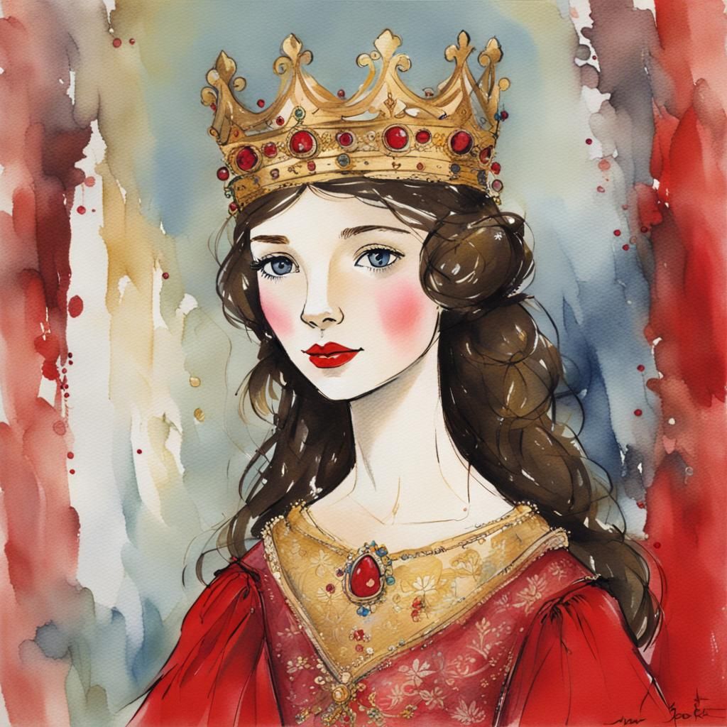 Medieval Princess Portrait in Storybook Style