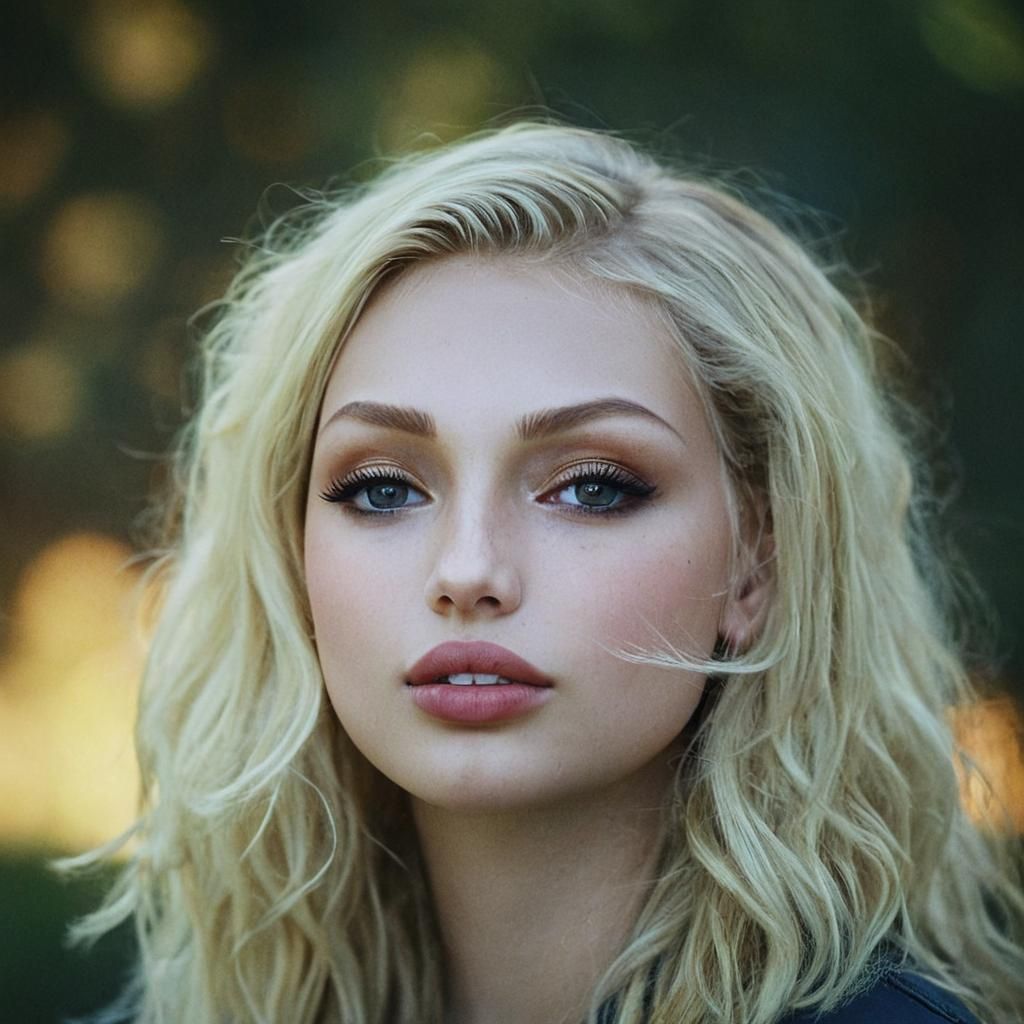 Blonde Model in Cinematic Film Still