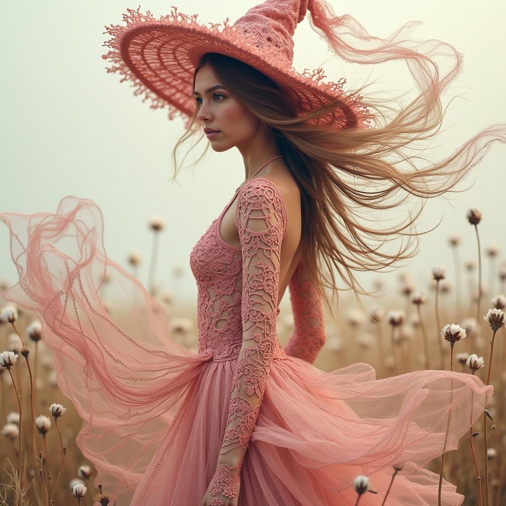 Henna Filigree Nymph Witch in Fractal Style