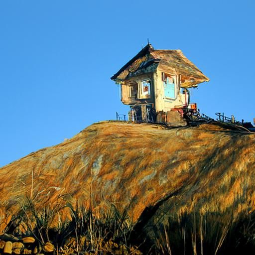 Old House on Hill: Photorealistic Oil Painting
