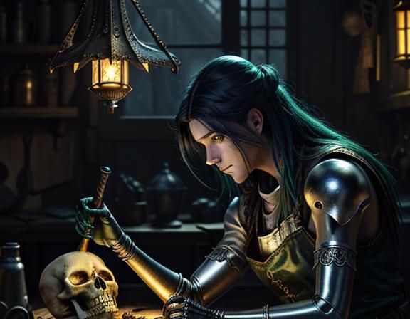 Furry Skeleton Bone Repair in Dark Fantasy Style