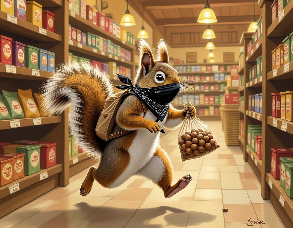 Masked Squirrel's Grocery Run: Folkloric Art