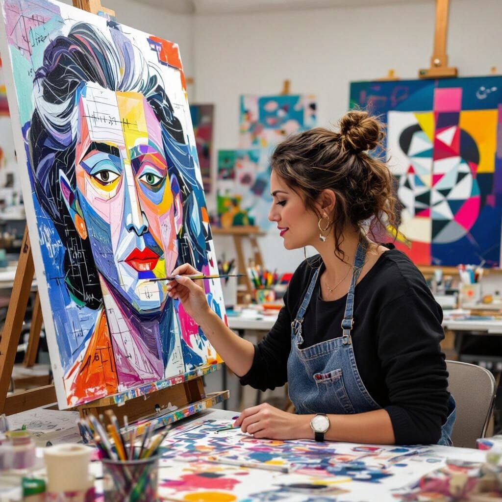 Math Class Painting Inspired by Op Art Masters