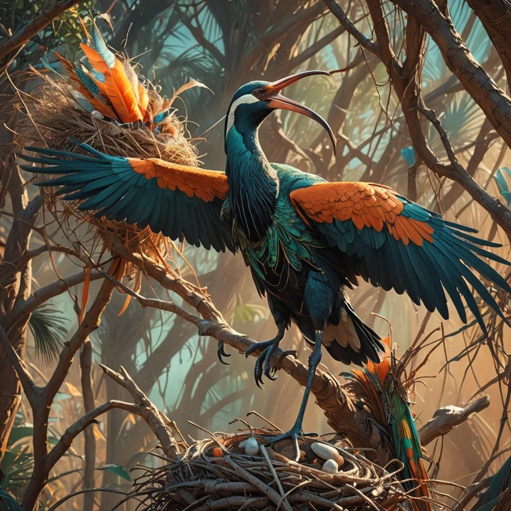 Thoth as an Ibis Building a Nest