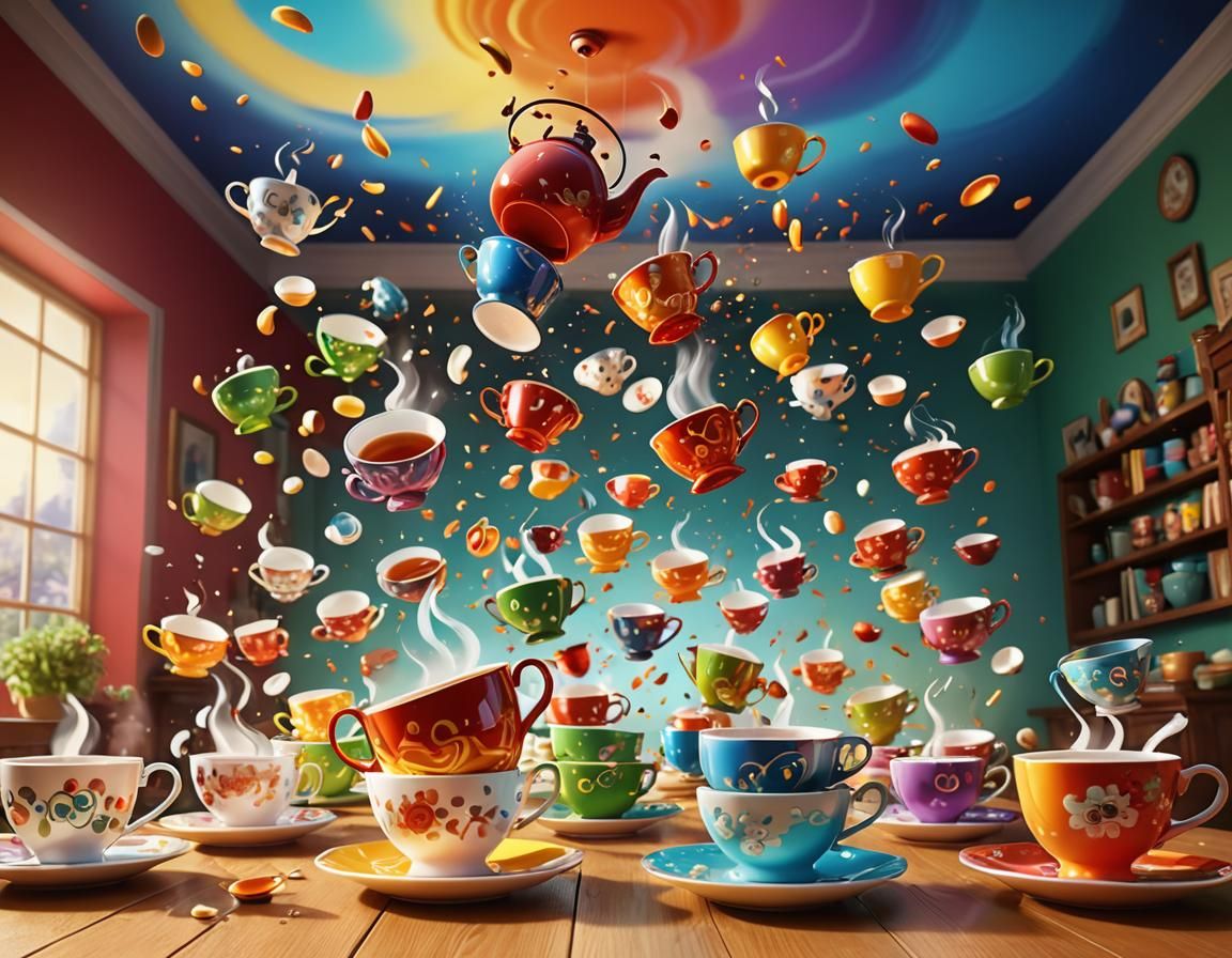 Tea Storm in Pixar-Style 3D Animation