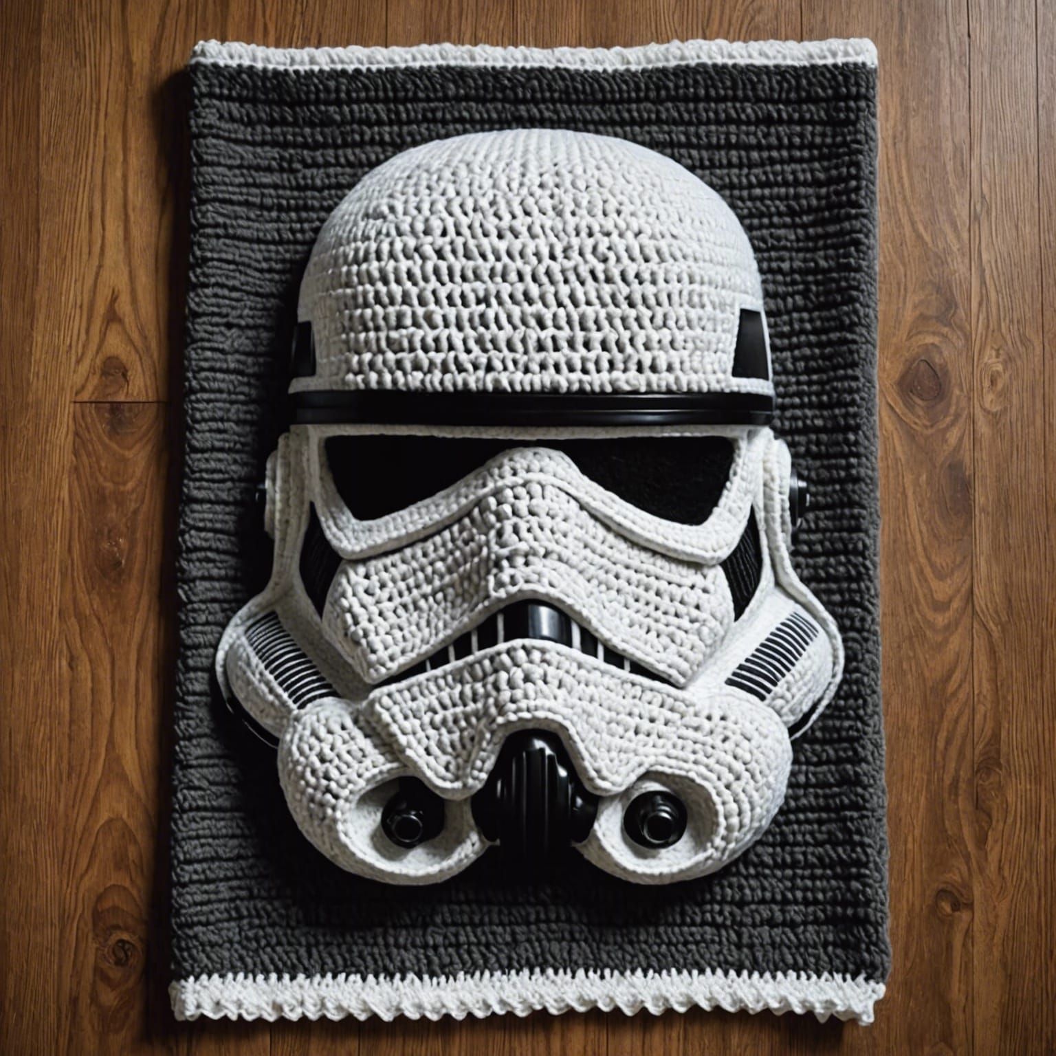 Crochet Tea Towel with Stormtrooper Helmet Design