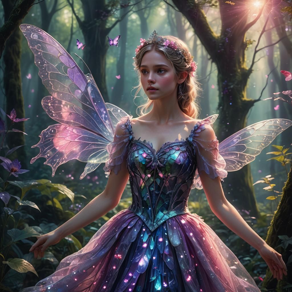 Fairy Princess in Ethereal Forest: Art Nouveau Style