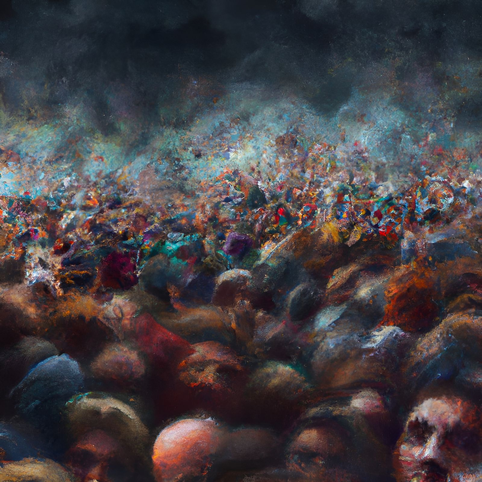 Longing Crowd in Smoky Theater: Photorealistic Image