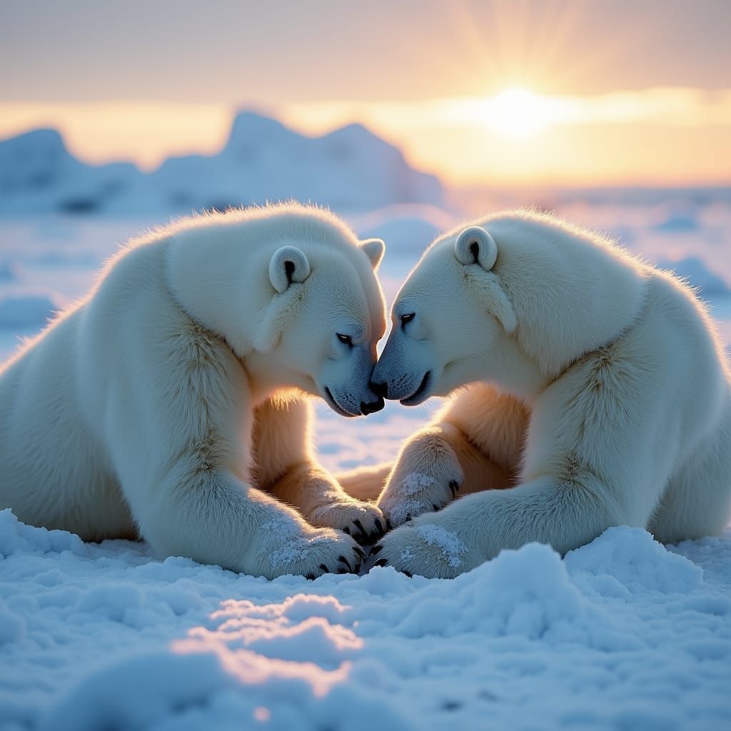 Polar Bears in Love: Arctic Sunset in High Resolution