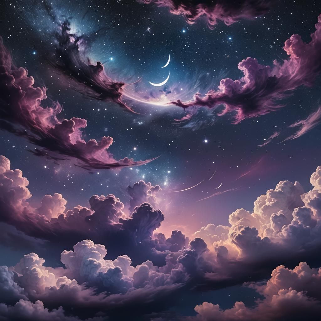 Vast Starry Night Sky in Digital Painting Style