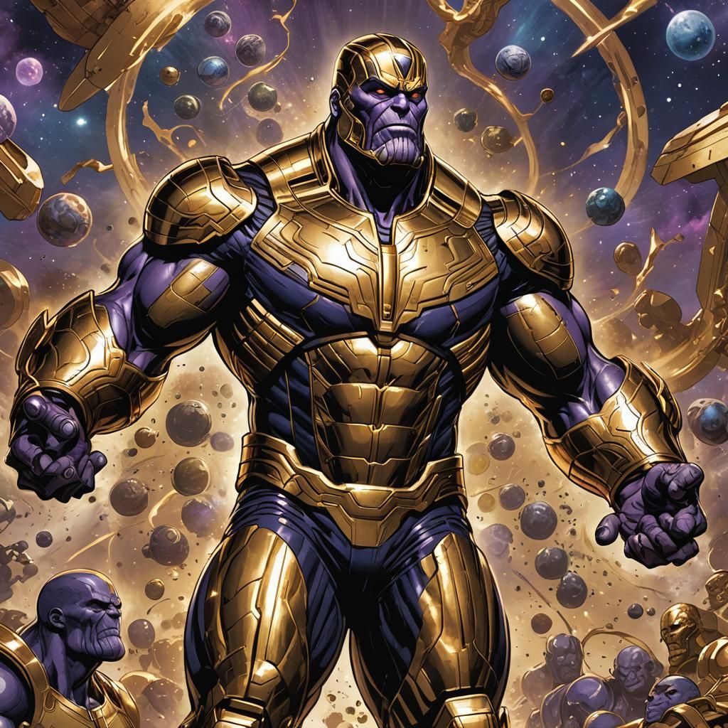Thanos Unleashes Cosmic Devastation: Comic Book Art