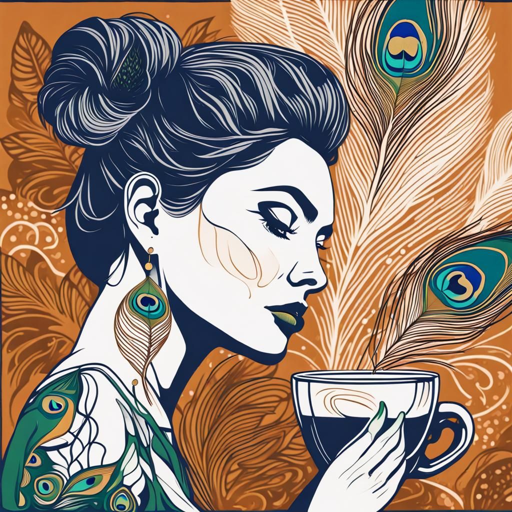 Barista Creates Latte Art with Peacock Earring