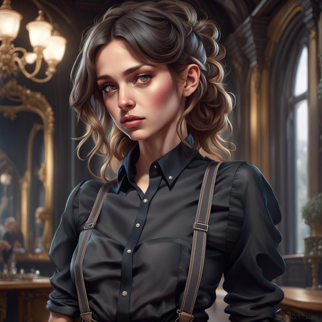 Italian Woman Portrait in Art Nouveau Style