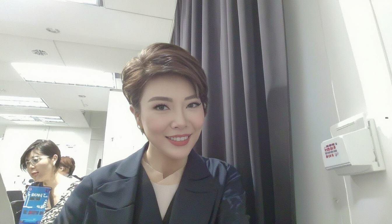 Radiant Woman Smiling in Alphonse Mucha Style