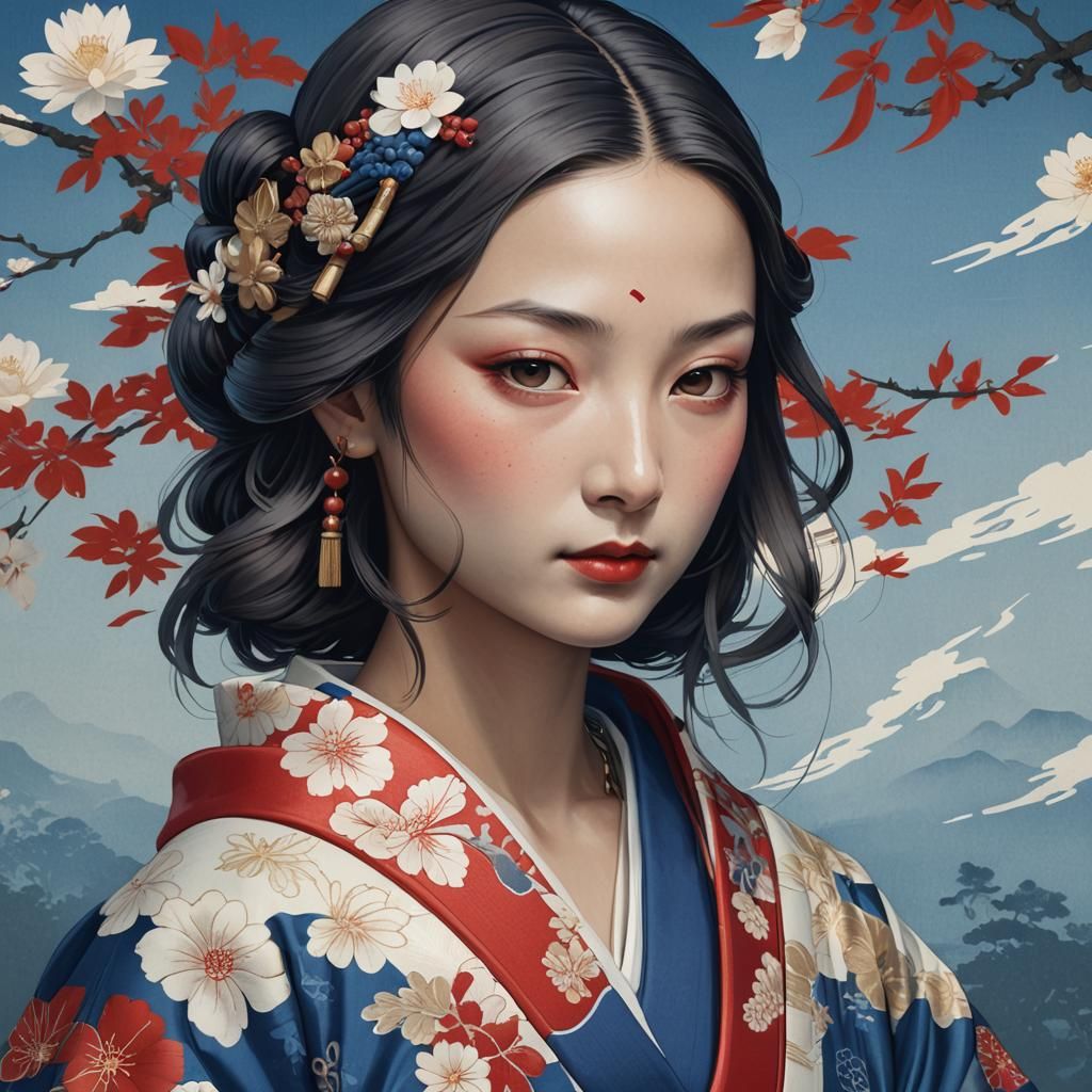 Mona Lisa in Ukiyo-e Style