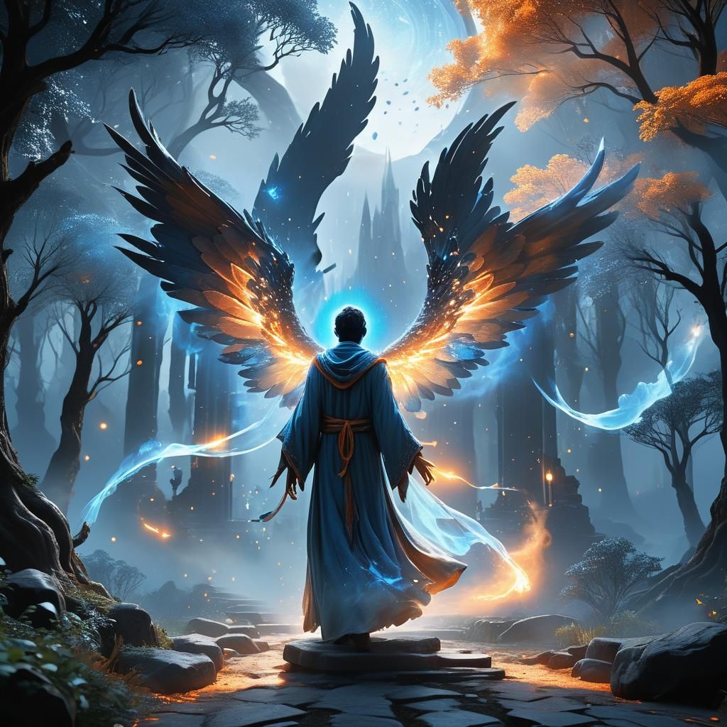 Mystical Being Crossing Worlds in Fantasy Art