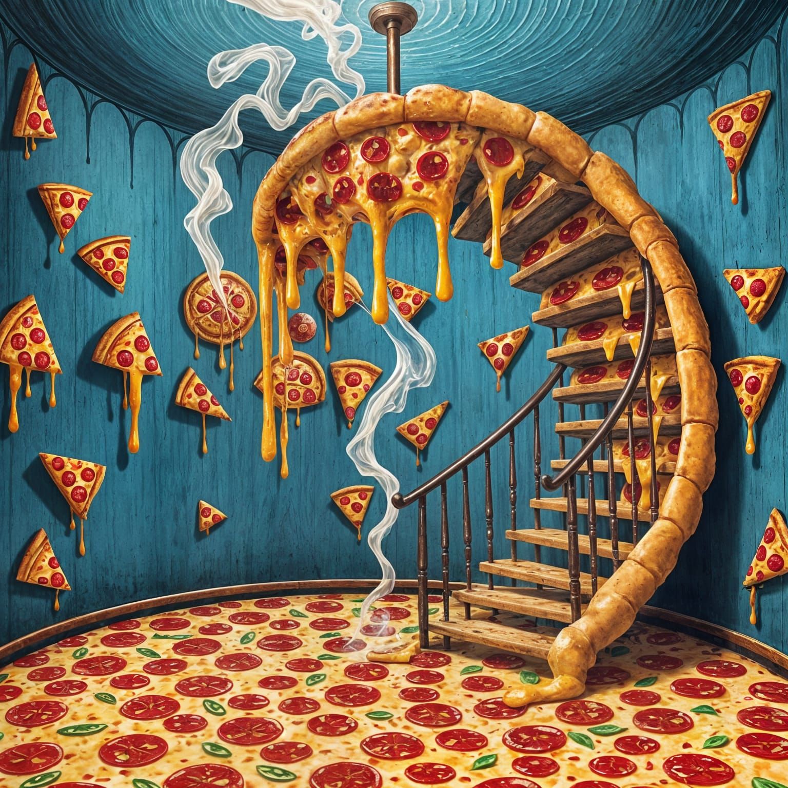 Pizza Spiral Staircase: A Ballpoint Pen Dream